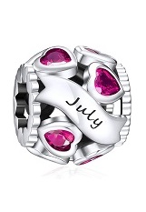 nice silver cubic zirconia heart July birthstone baby charm